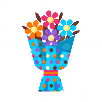 Happy Birthday flower bouquet gift. Festive icon or illustration.