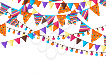 Greeting card with garland of flags. Celebration holiday background.