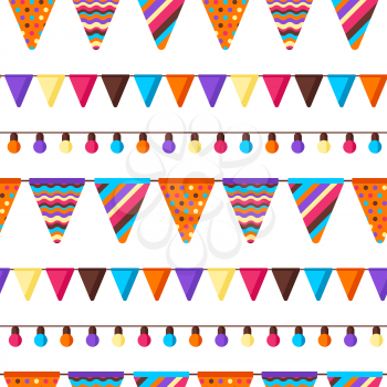 Seamless pattern with garland of flags. Celebration holiday background.