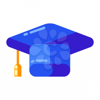 Icon of graduate cap in flat style. Illustration isolated on white background.