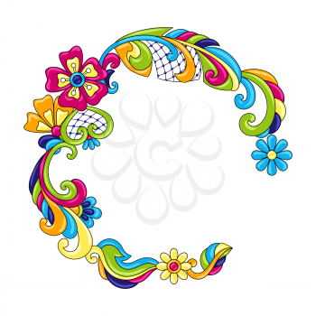 Mexican decorative frame with ornamental flowers. Traditional decorative objects. Talavera ornamental ceramic. Ethnic folk ornament.