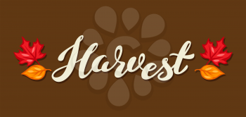 Harvest typography lettering emblem. Autumn seasonal background.