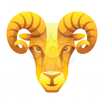 Aries zodiac sign, golden horoscope symbol. Stylized astrological illustration.