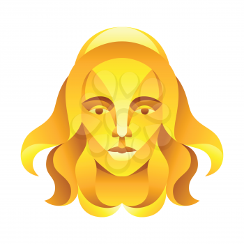 Virgo zodiac sign, golden horoscope symbol. Stylized astrological illustration.