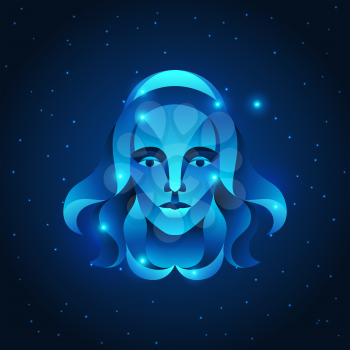 Virgo zodiac sign, blue star horoscope symbol. Stylized astrological illustration.