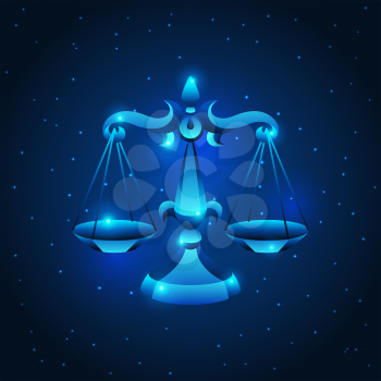 Libra zodiac sign, blue star horoscope symbol. Stylized astrological illustration.