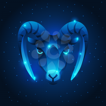 Capricorn zodiac sign, blue star horoscope symbol. Stylized astrological illustration.