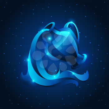Aquarius zodiac sign, blue star horoscope symbol. Stylized astrological illustration.