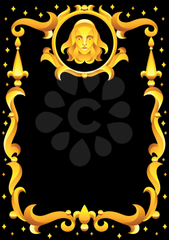Virgo zodiac sign with golden frame. Horoscope symbol. Stylized astrological illustration.