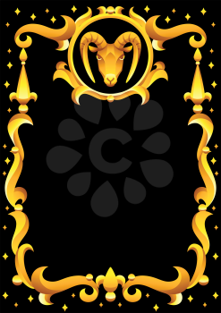 Capricorn zodiac sign with golden frame. Horoscope symbol. Stylized astrological illustration.