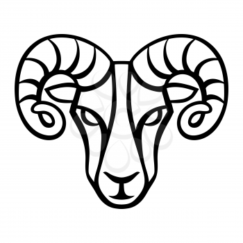 Aries zodiac sign, black horoscope symbol. Stylized astrological illustration.