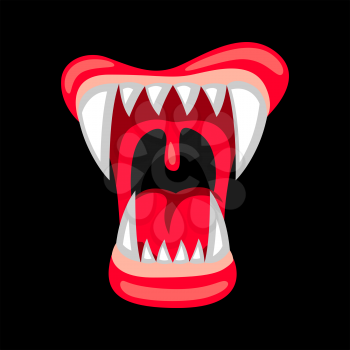 Happy halloween illustration of angry jaws with teeth. Cartoon holiday icon.
