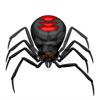 Black widow spider icon. Illustration for Halloween holiday.