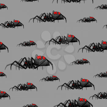 Seamless pattern with black widow spiders. Background for Halloween holiday.