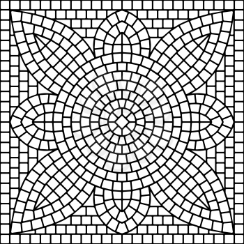 Ancient mosaic ceramic tile pattern. Colorful tessellation ornament. Floral decorative texture.
