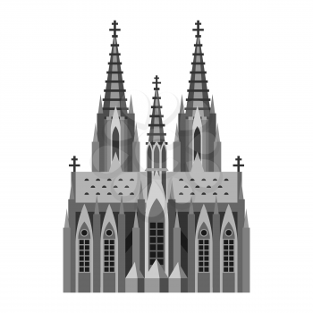 Roman Catholic cathedral in Cologne. German landmark illustration.