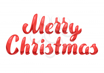 Illustration of Merry Christmas lettering. Stylized hand drawn image in retro style.