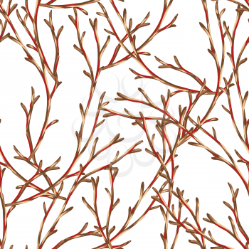 Seamless pattern with dry branches. Stylized hand drawn background in retro style.