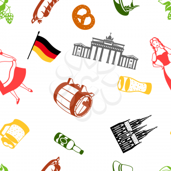 German seamless pattern. Germany national traditional symbols and objects.