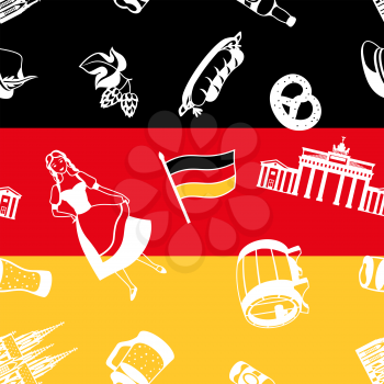 German seamless pattern. Germany national traditional symbols and objects.