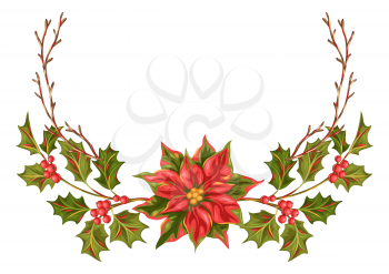 Merry Christmas decoration design. Holiday illustration in vintage style.