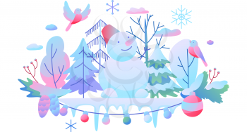 Background with winter items. New Year and Christmas objects.