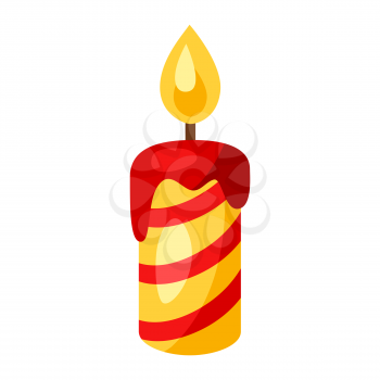 Illustration of Christmas candle. Stylized flat icon.