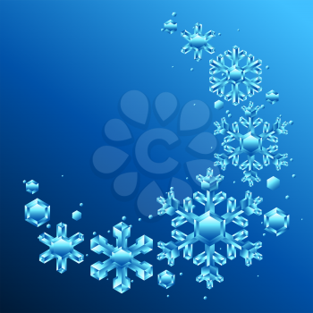 Decoration with crystal snowflakes. Background for Merry Christmas and Happy New Year.