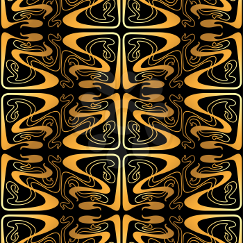 Art Nouveau seamless pattern. Curl texture in vintage old retro style.