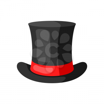 Illustration of black top hat. Accessory for festival and party.