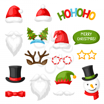 Merry Christmas photo booth props. Accessories for festival and party.