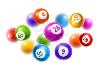 Bingo or lottery colored number balls. Background for gambling sport games.