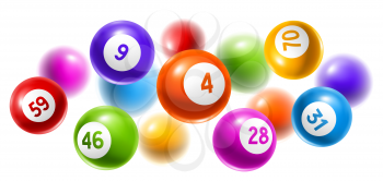 Bingo or lottery colored number balls. Background for gambling sport games.