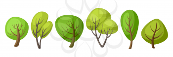 Set of spring or summer abstract stylized trees. Natural illustration.