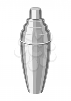 Metal cocktail shaker. Alcohol bar equipment illustration.