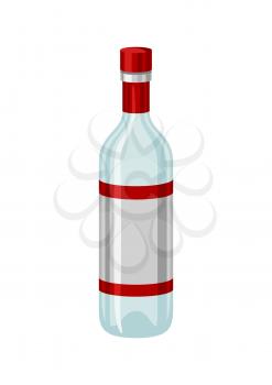 Illustration classic bottle of vodka. Icon for bars and restaurants.