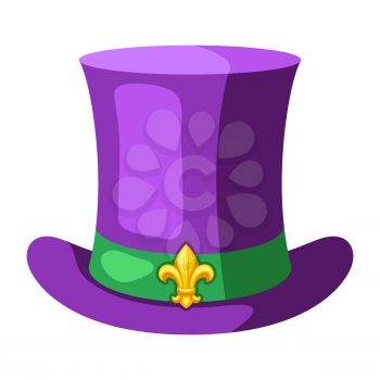 Mardi Gras carnival top hat. Illustration for traditional holiday or festival.