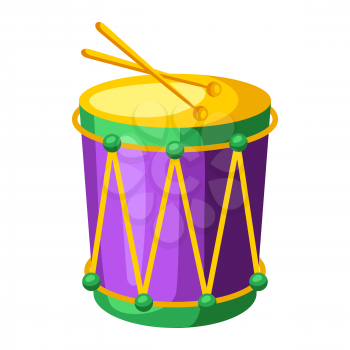 Mardi Gras carnival drum. Illustration for traditional holiday or festival.
