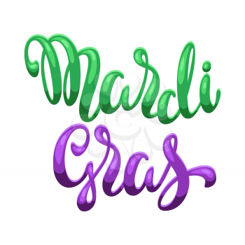 Mardi Gras carnival lettering. Illustration for traditional holiday or festival.