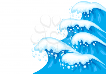 Background with waves and sea foam. Design with ocean, river or water texture.