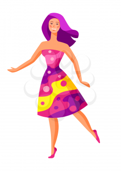 Illustration of dancing girl. Beautiful young woman in trendy style.
