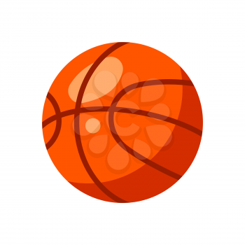 Icon of red basketball ball in flat style. Stylized sport equipment illustration.