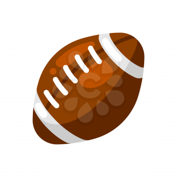 Icon of brown rugby ball in flat style. Stylized sport equipment illustration.