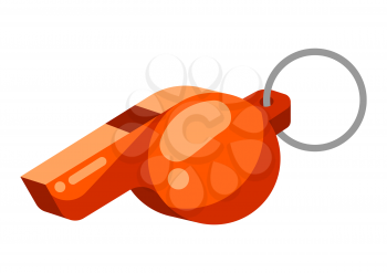 Icon of referee whistle in flat style. Stylized sport equipment illustration.