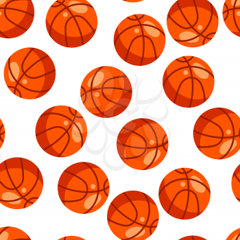 Seamless pattern with red basketball balls in flat style. Stylized sport equipment background.