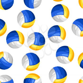 Seamless pattern with volleyball balls in flat style. Stylized sport equipment background.
