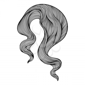 Wave line curl. Monochrome stripes black and white texture. Wavy abstract fur or hair.