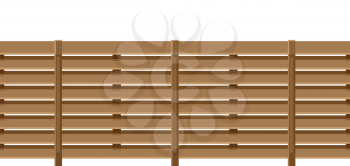 Illustration of white wooden fence. Garden, field or yard hedge section.