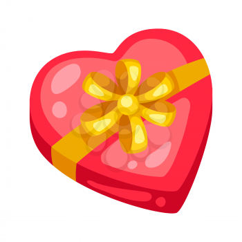 Valentines Day gift box with bow. Illustrations in cartoon style.