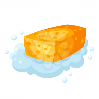 Illustration of soap foam sponge. Housekeeping cleaning item for service, design and advertising.